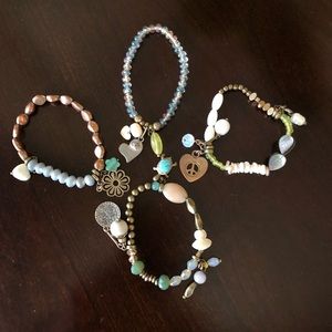 Bead and charm stackable bracelet set